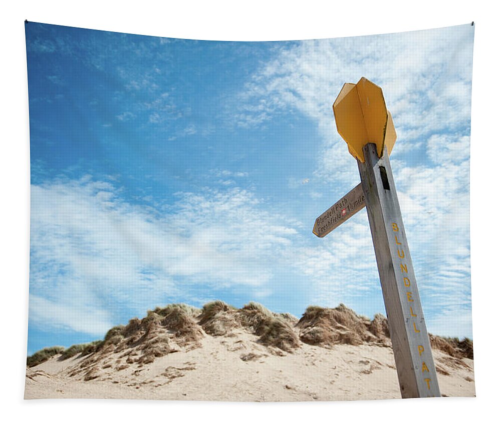 Signpost Tapestry featuring the photograph Signpost Through the Dunes ii by Helen Jackson