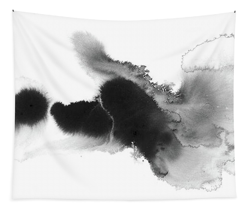 Ink Tapestry featuring the painting Silent - Abstract Ink Painting by Modern Abstract
