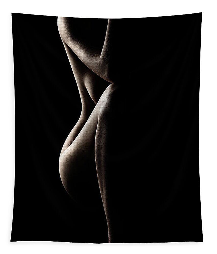 Nude Tapestry featuring the photograph Silhouette of nude woman by Johan Swanepoel