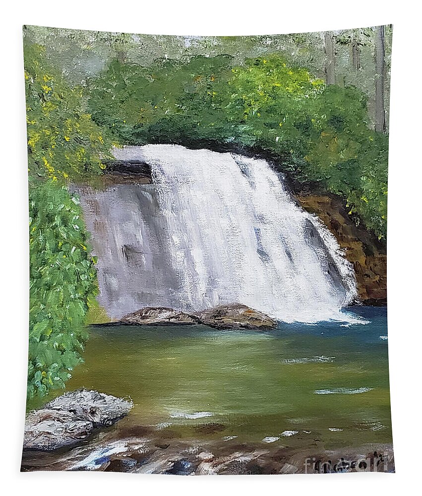 Silver Run Falls Painting Tapestry featuring the painting Silver Run Falls by Stanton Allaben