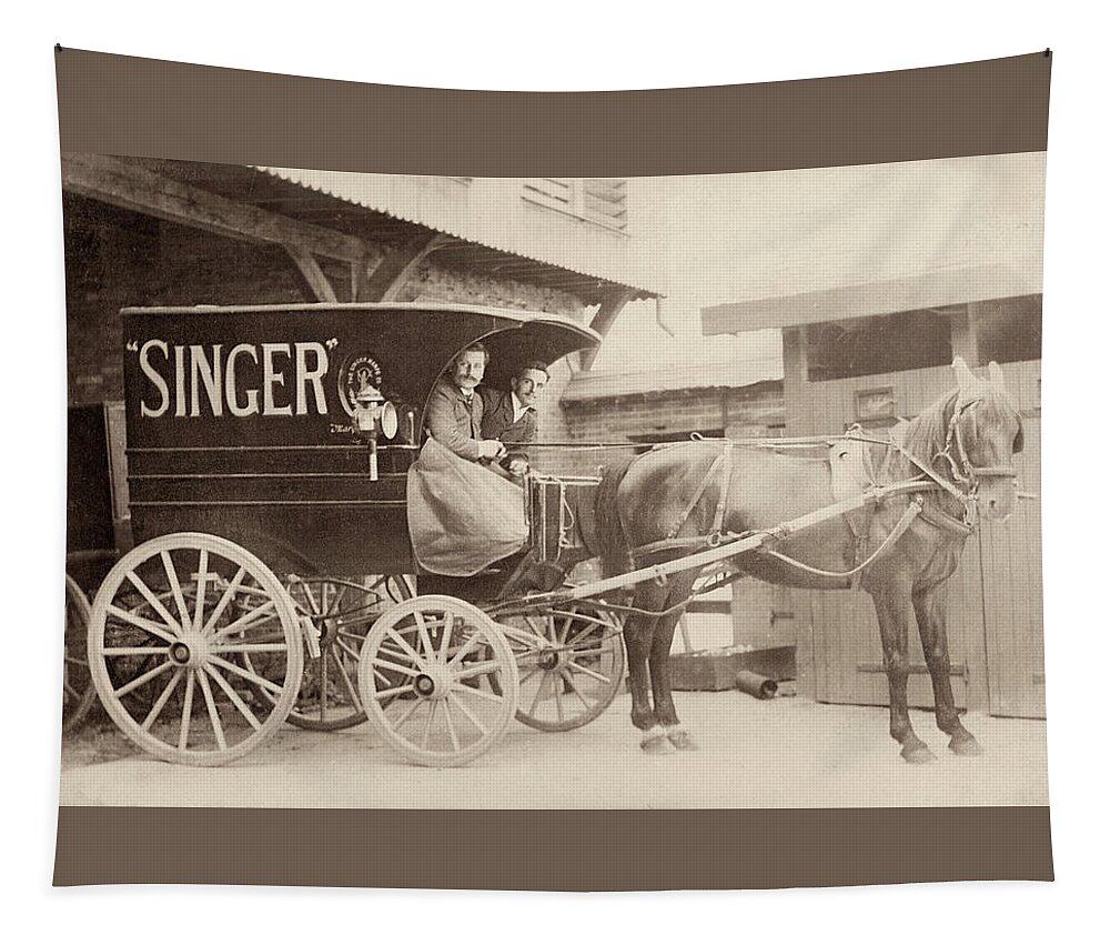 Singer Tapestry featuring the photograph Singer Sewing Machine Wagon by Jayson Tuntland