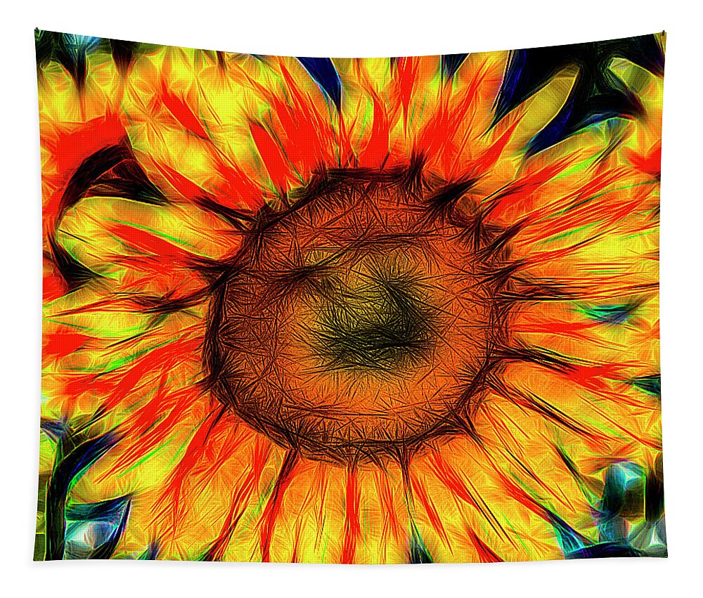 Sunflower Art Tapestry featuring the photograph Single Sunflower Art by David Pyatt