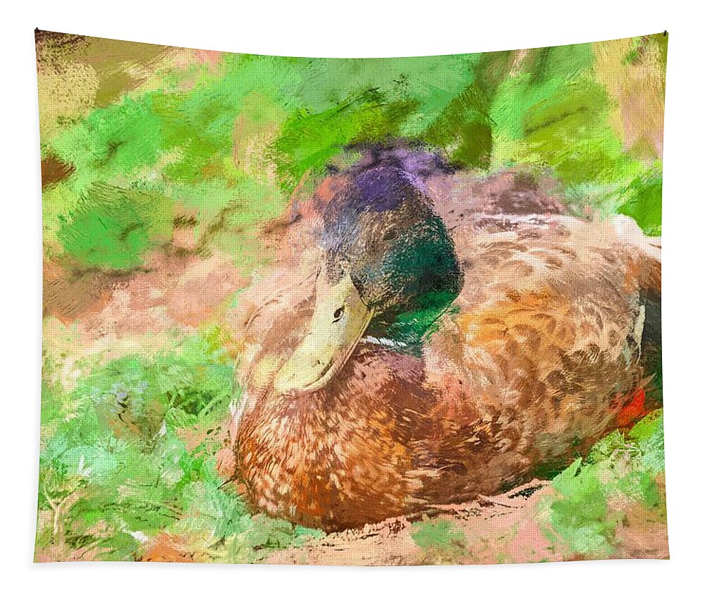 Duck Tapestry featuring the photograph Sitting Duck Abstract by Don Northup