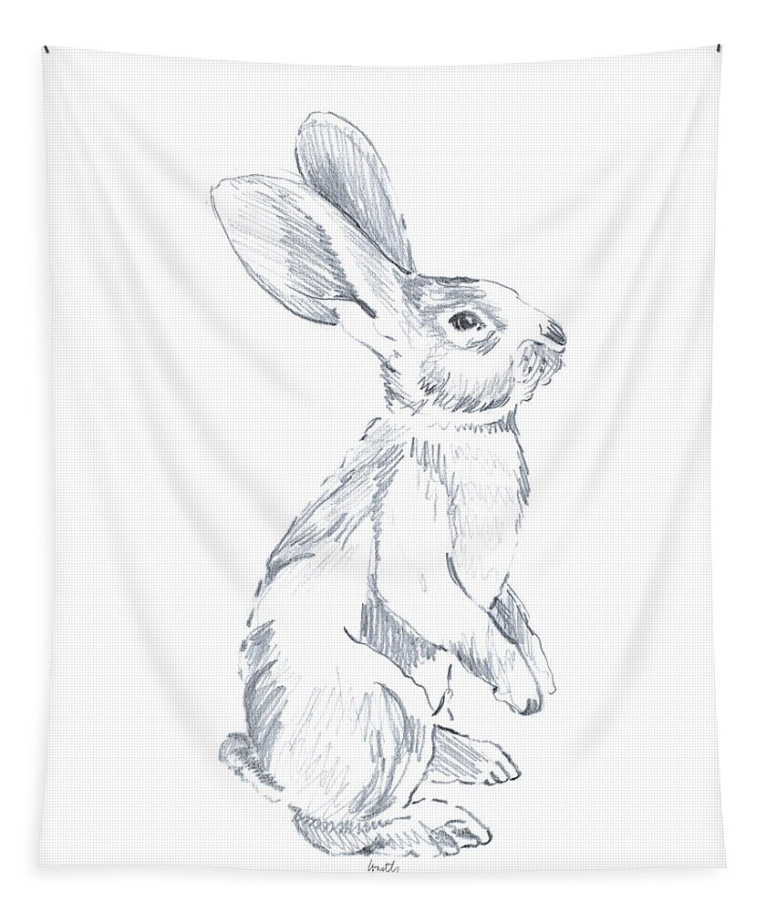 Sketched Tapestry featuring the drawing Sketched Rabbit I by Lanie Loreth