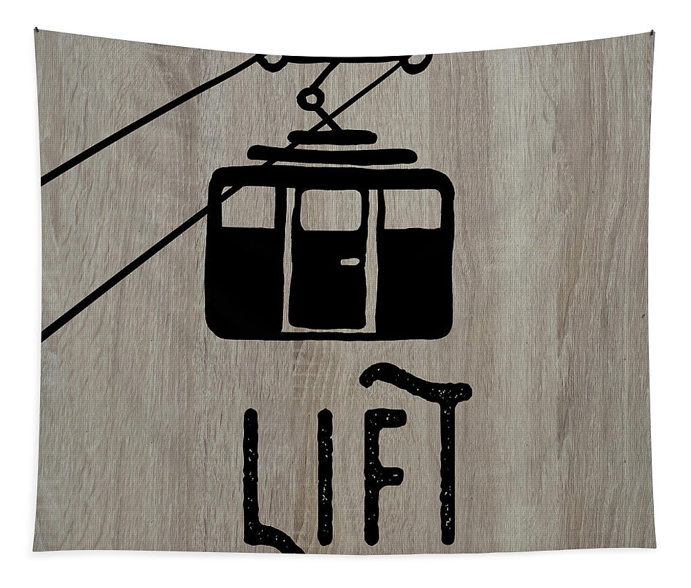 Ski Tapestry featuring the mixed media Ski Lodge Icon II by Elizabeth Medley