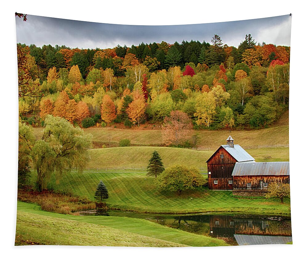 Pomfret Fall Colors Tapestry featuring the photograph Sleepy Hollow Barn in Autumn by Jeff Folger