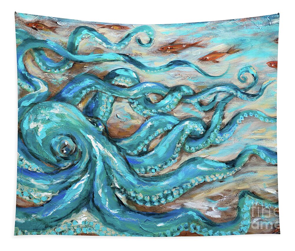 Ocean Tapestry featuring the painting Slithering by Linda Olsen