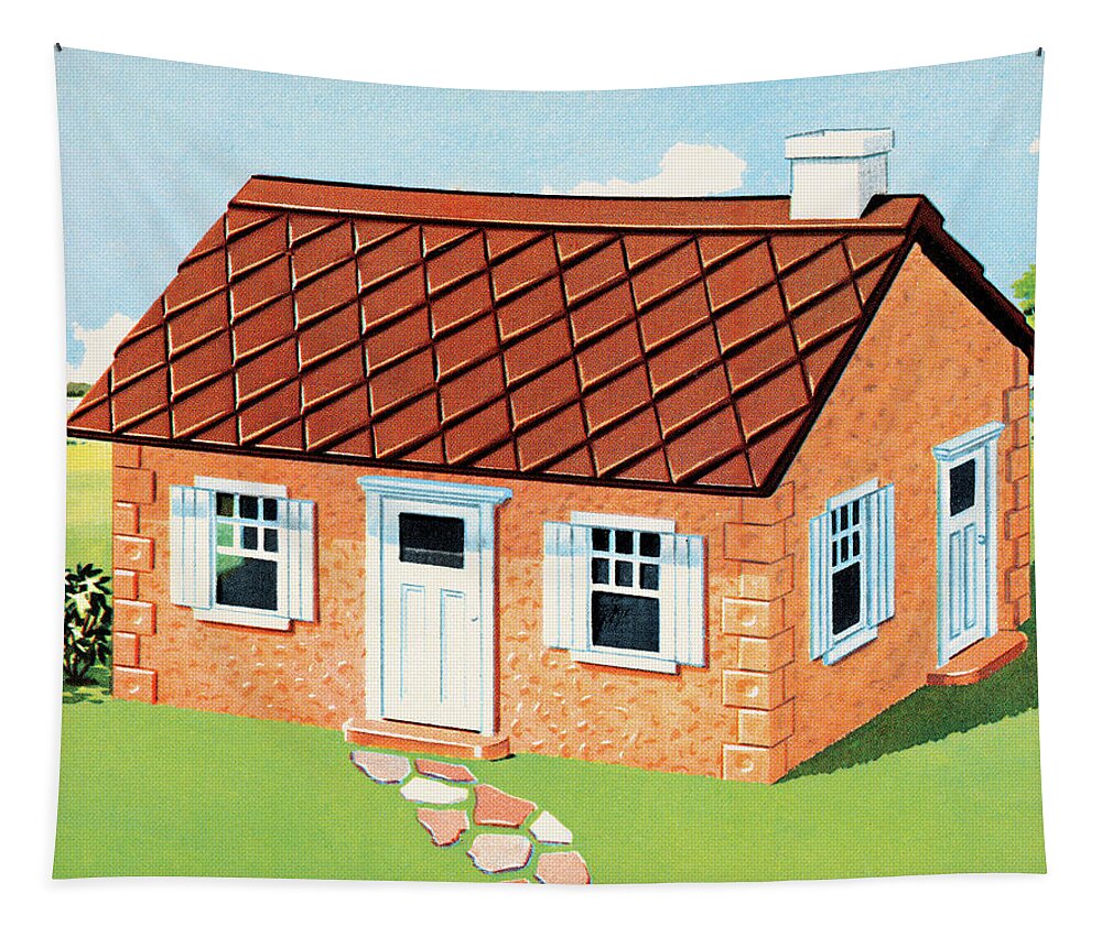 Architecture Tapestry featuring the drawing Smal Orange House by CSA Images