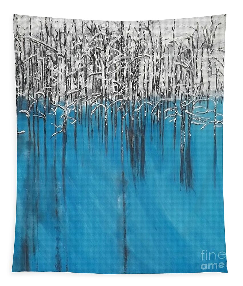 Acrylic Tapestry featuring the painting Snow Blue by Denise Morgan