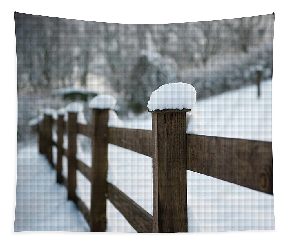 Fence Tapestry featuring the photograph Snow topped Fence ii by Helen Jackson