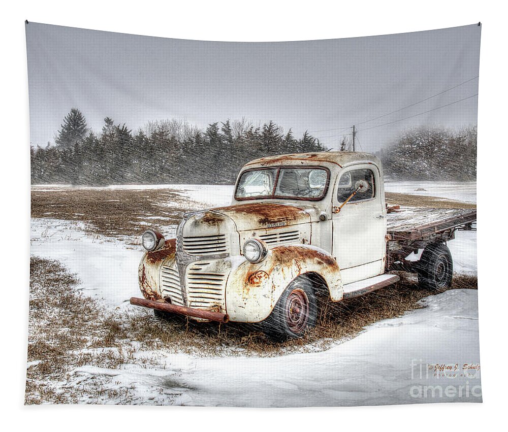 Dodge Tapestry featuring the photograph Snowstorm Dodge - 1 by Jeffrey Schulz