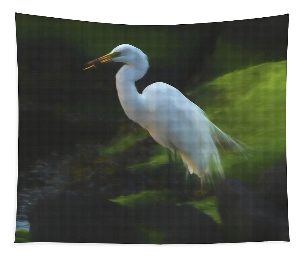 Snowy Egret Tapestry featuring the photograph Snowy Egret by Alan Goldberg