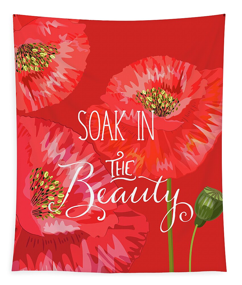 Poppy Tapestry featuring the digital art Soak in the Beauty Red Poppies by Doreen Erhardt