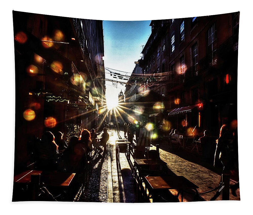 Pink Street Tapestry featuring the photograph Soap bubbles in Pink Street by Micah Offman
