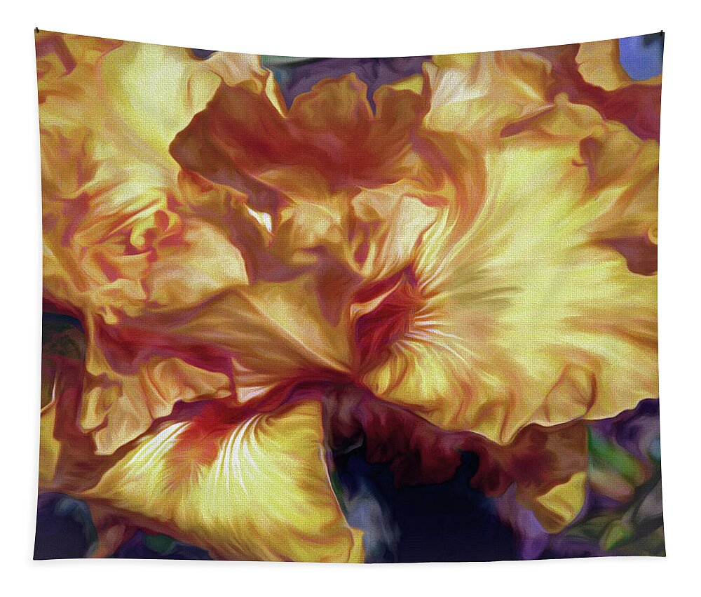 Flower Tapestry featuring the mixed media Soft Peachy Petals 32 by Lynda Lehmann