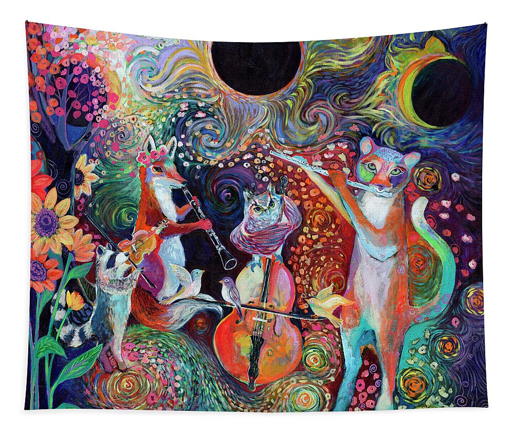Solar Tapestry featuring the painting Solar Eclipse by Jennifer Lommers