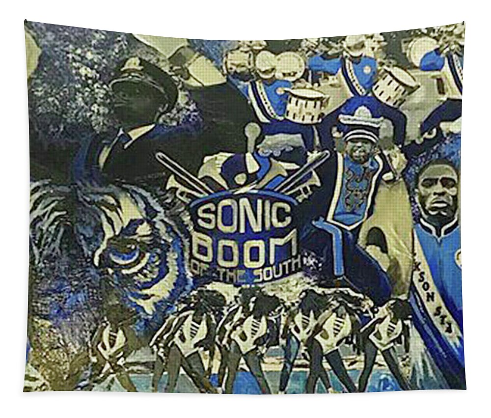 Jsu Sonic Boom Tapestry featuring the painting Sonic Boom by Femme Blaicasso