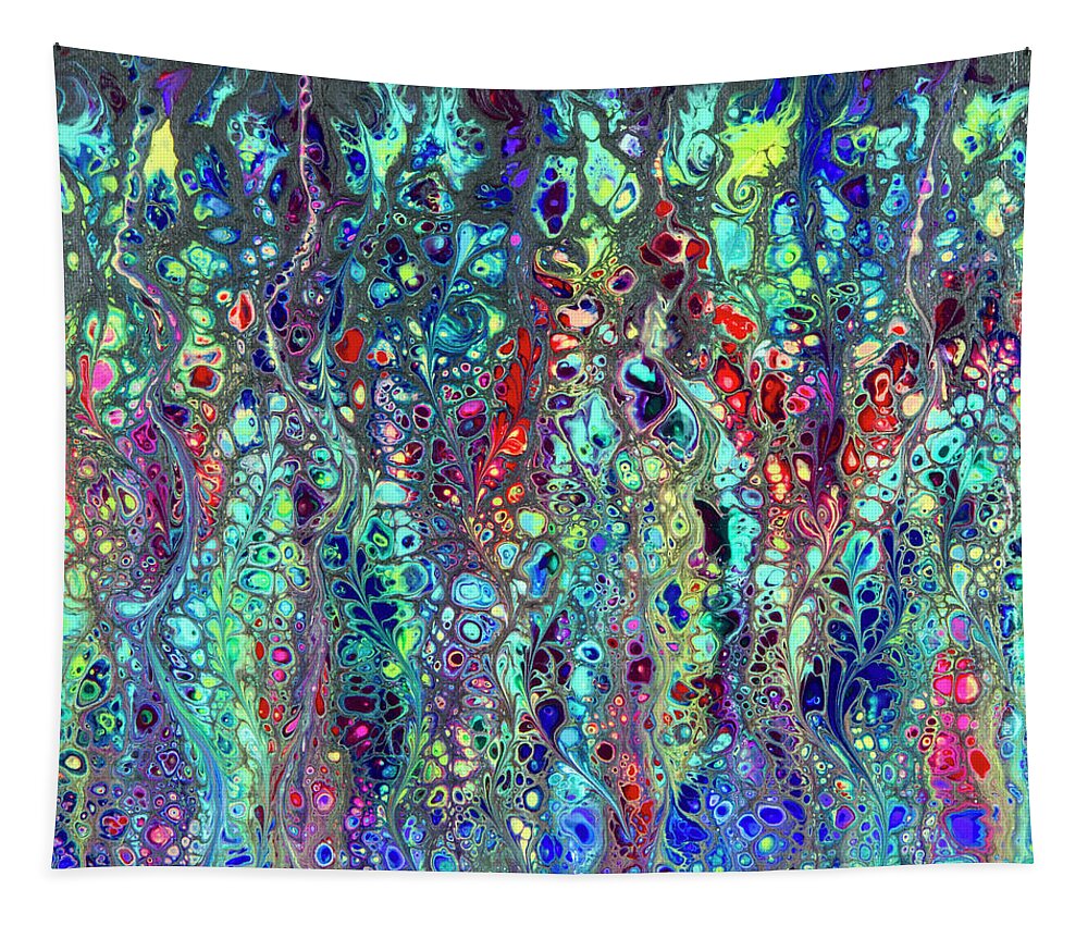 Poured Acrylics Tapestry featuring the painting Sorcerer's Garden by Lucy Arnold