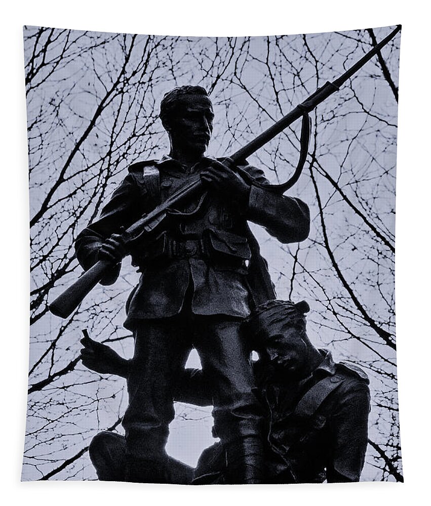 South African War Memorial Tapestry featuring the photograph South African War Memorial in Black and White by Pics By Tony