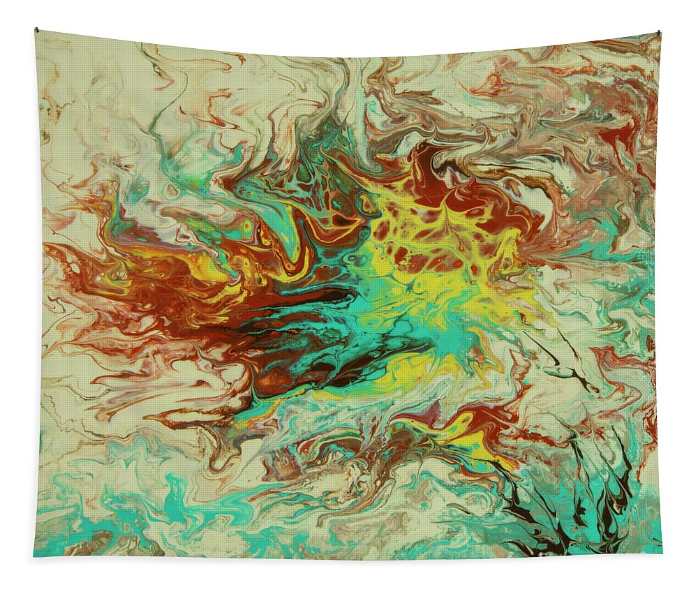 Poured Acrylic Tapestry featuring the painting Southwest Eddies by Lucy Arnold