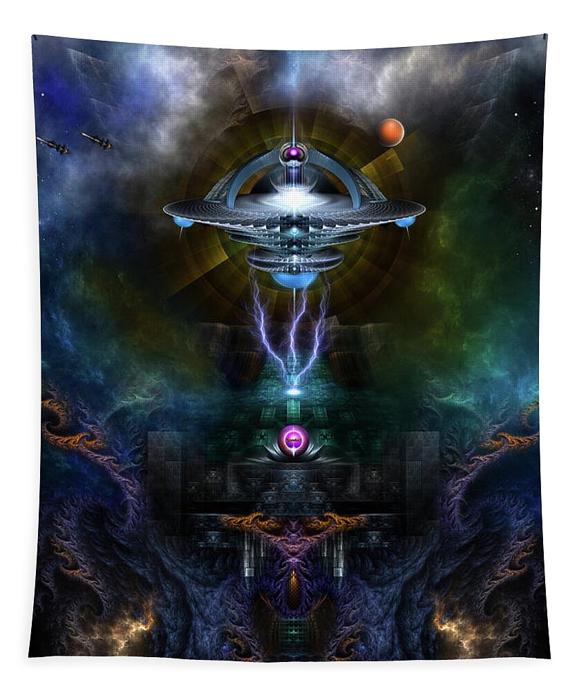Space Station Tapestry featuring the digital art Space Station Ansarious by Rolando Burbon