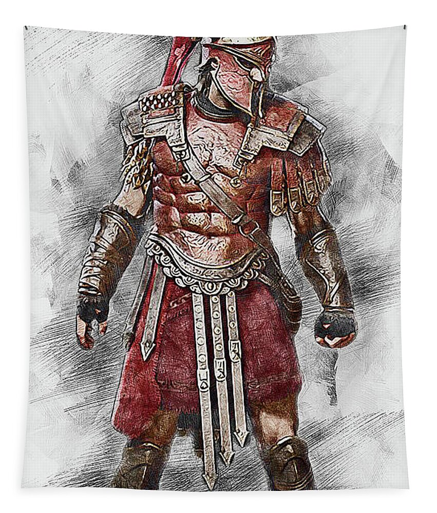 Spartan Warrior Tapestry featuring the painting Spartan Hoplite - 56 by AM FineArtPrints