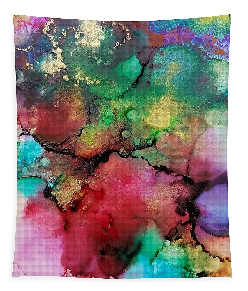 Abstract Tapestry featuring the painting My Bubbles by Lisa Debaets