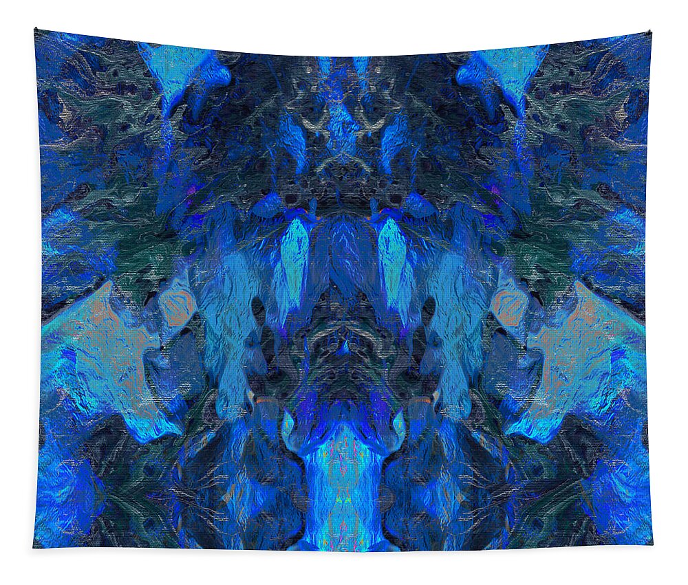 Abstract Tapestry featuring the mixed media Spirit Blues by Stephanie Grant