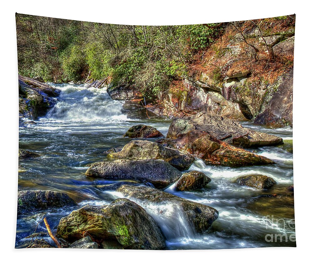 Reid Callaway Splash Tapestry featuring the photograph Splash Cullasaja River Highlands North Carolina Art by Reid Callaway