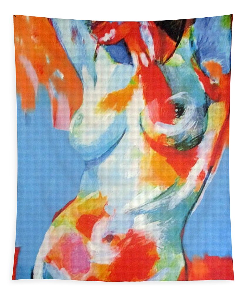 Abstract Figures Tapestry featuring the painting Splash of desire by Helena Wierzbicki