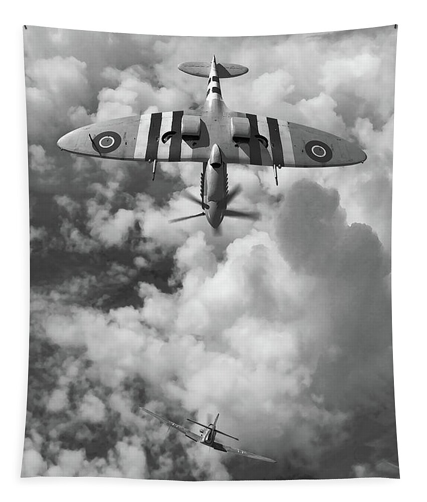 Raf Tapestry featuring the digital art Split S - Monochrome by Mark Donoghue