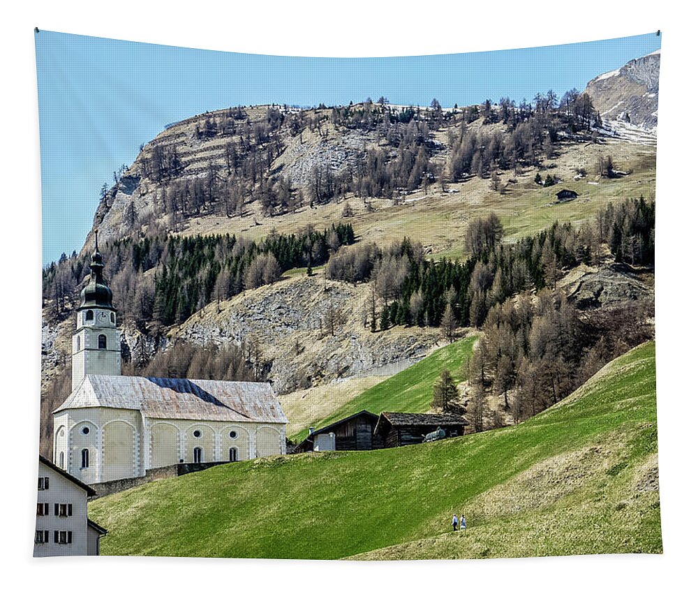 Dawn Richards Tapestry featuring the photograph Splugen View 1, Switzerland by Dawn Richards