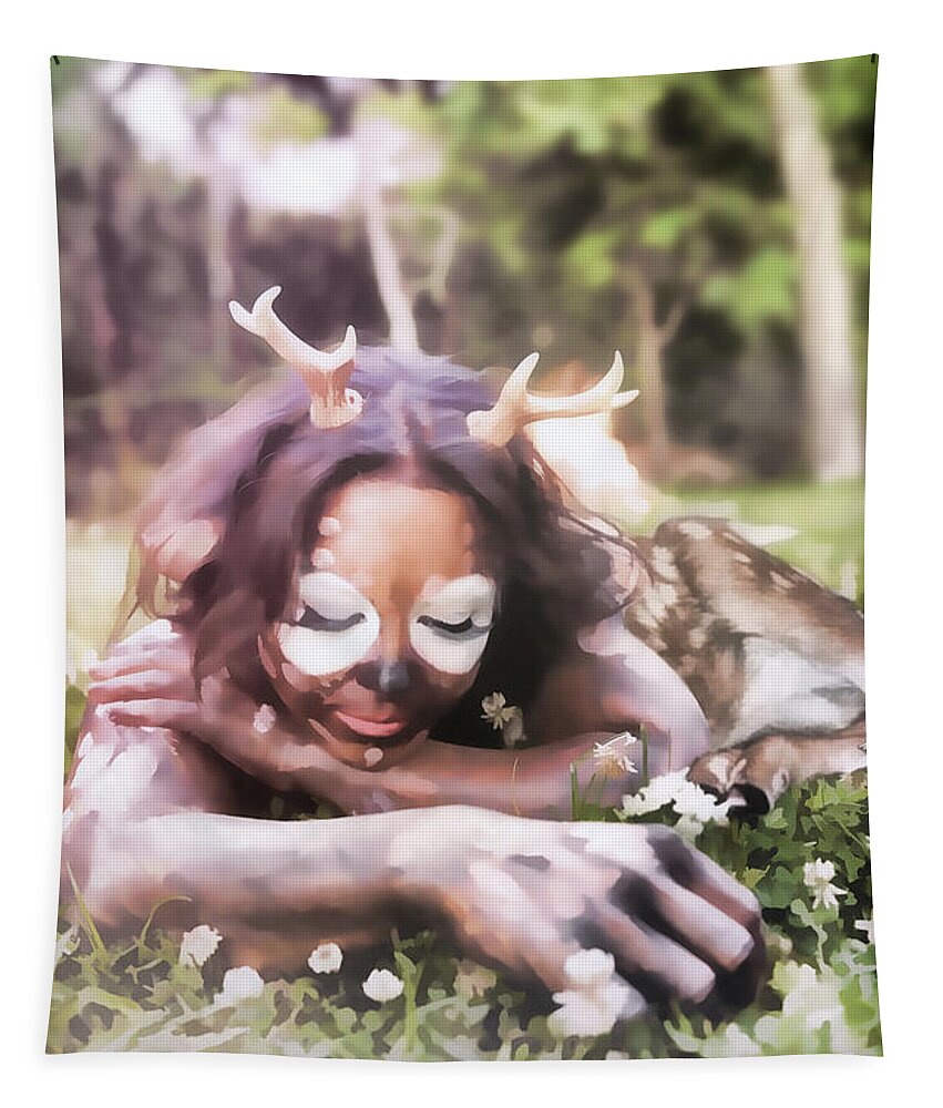 Dark Tapestry featuring the digital art Spring Faun by Recreating Creation