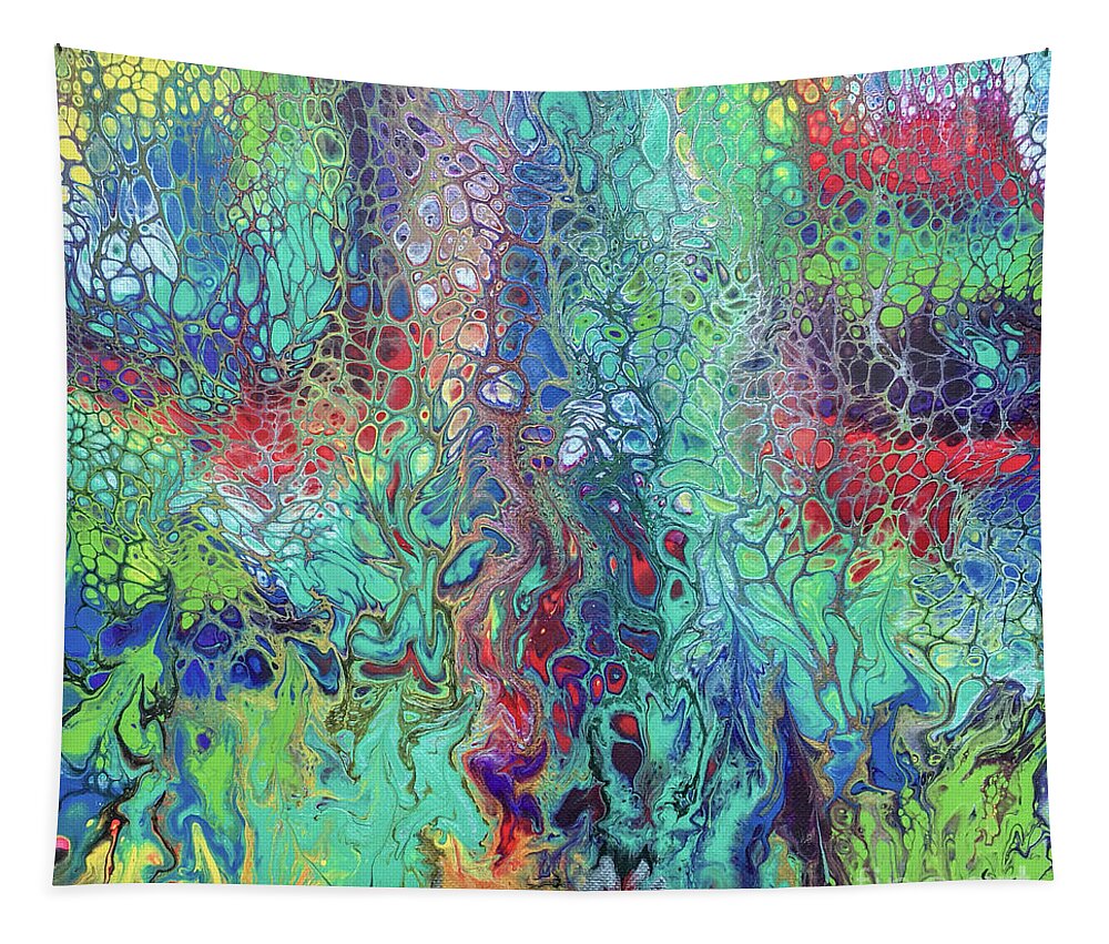 Poured Acrylic Tapestry featuring the painting Spring Rush by Lucy Arnold