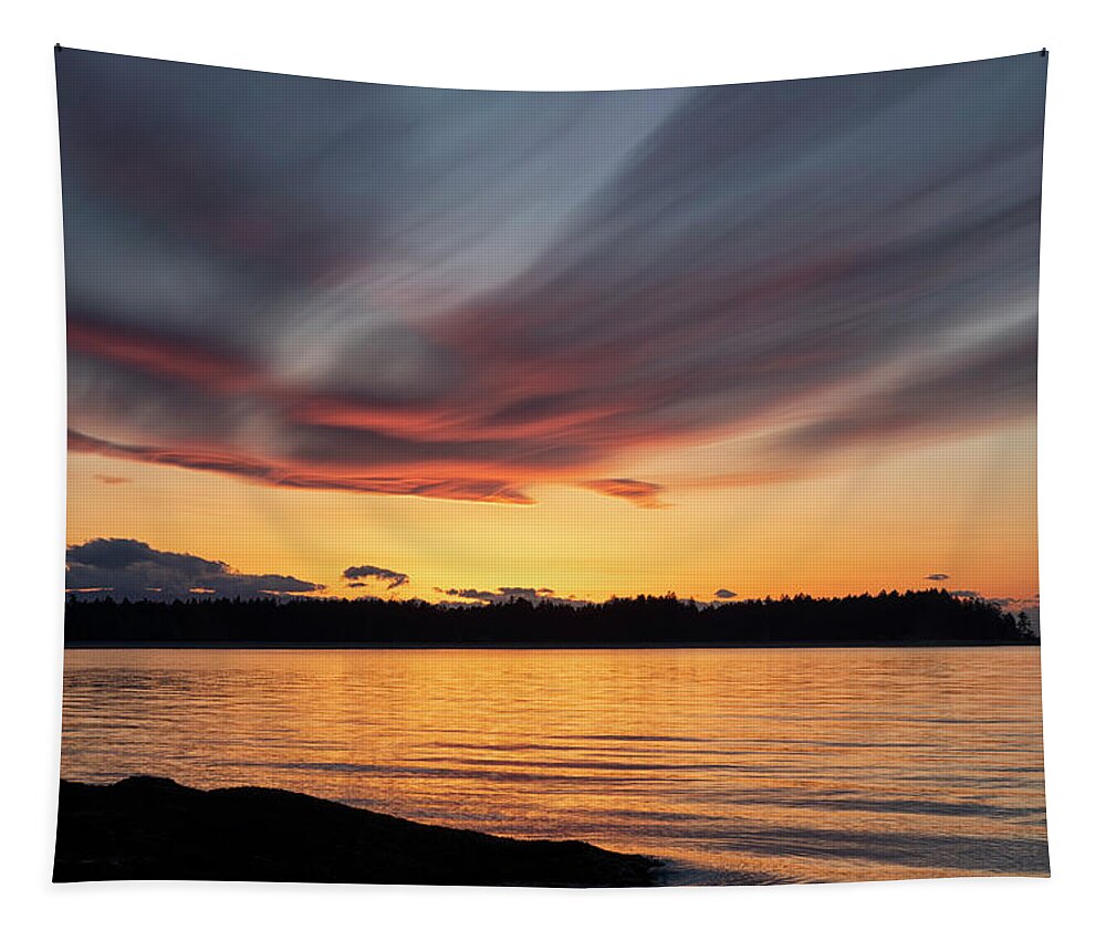 Sunset Tapestry featuring the photograph Spring Sunset by Randy Hall