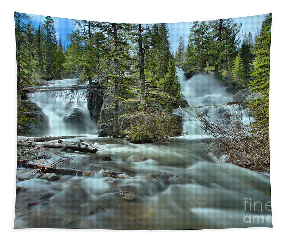 Twin Falls Tapestry featuring the photograph Springtime At Glacier Twin Falls by Adam Jewell