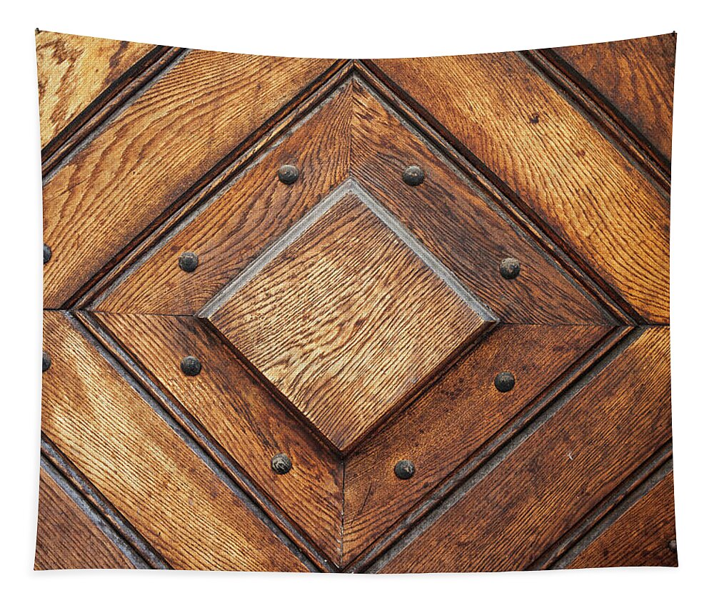 Door Tapestry featuring the photograph Square Pattern Vintage Door Background by Artur Bogacki