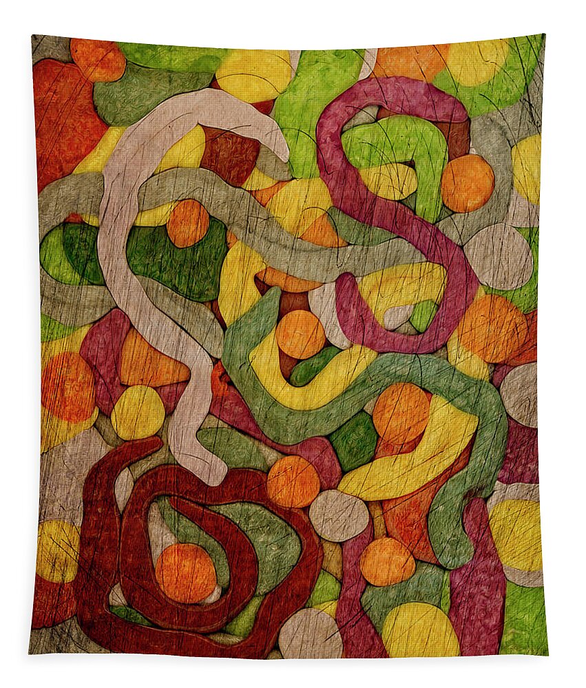 Abstract Experimentalism Tapestry featuring the digital art Squiggle Dot Morphology by Becky Titus