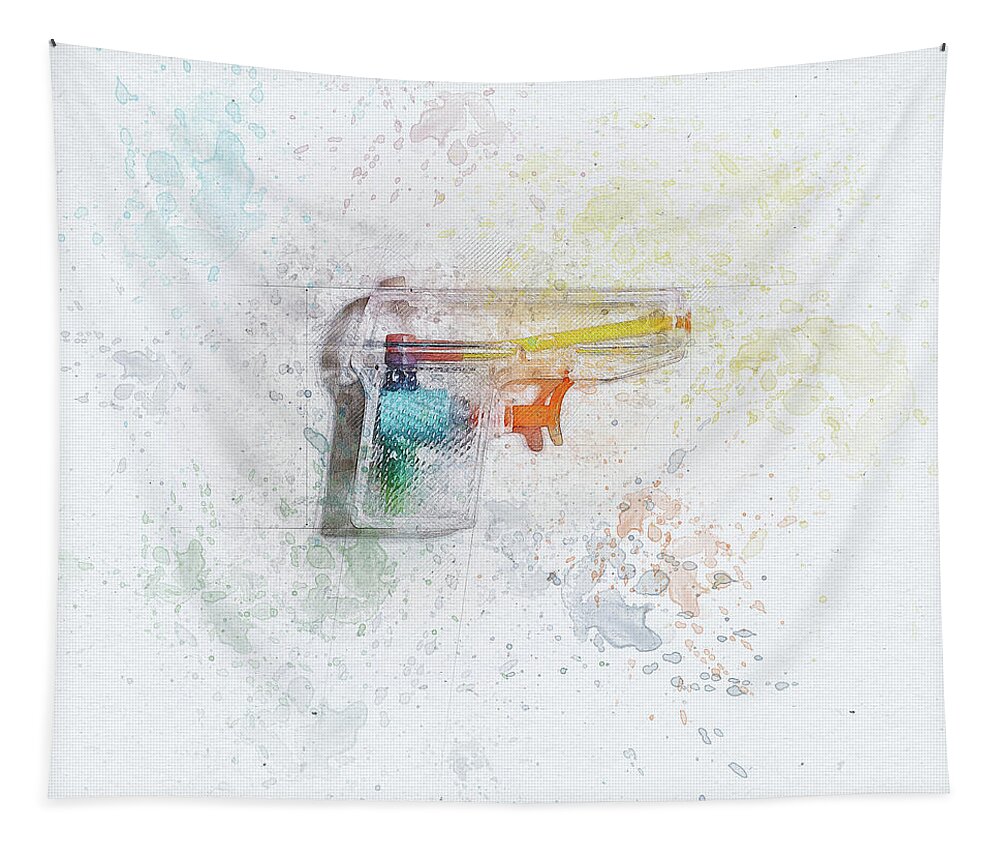 Still Life Tapestry featuring the digital art Squirt Gun Painted by Scott Norris