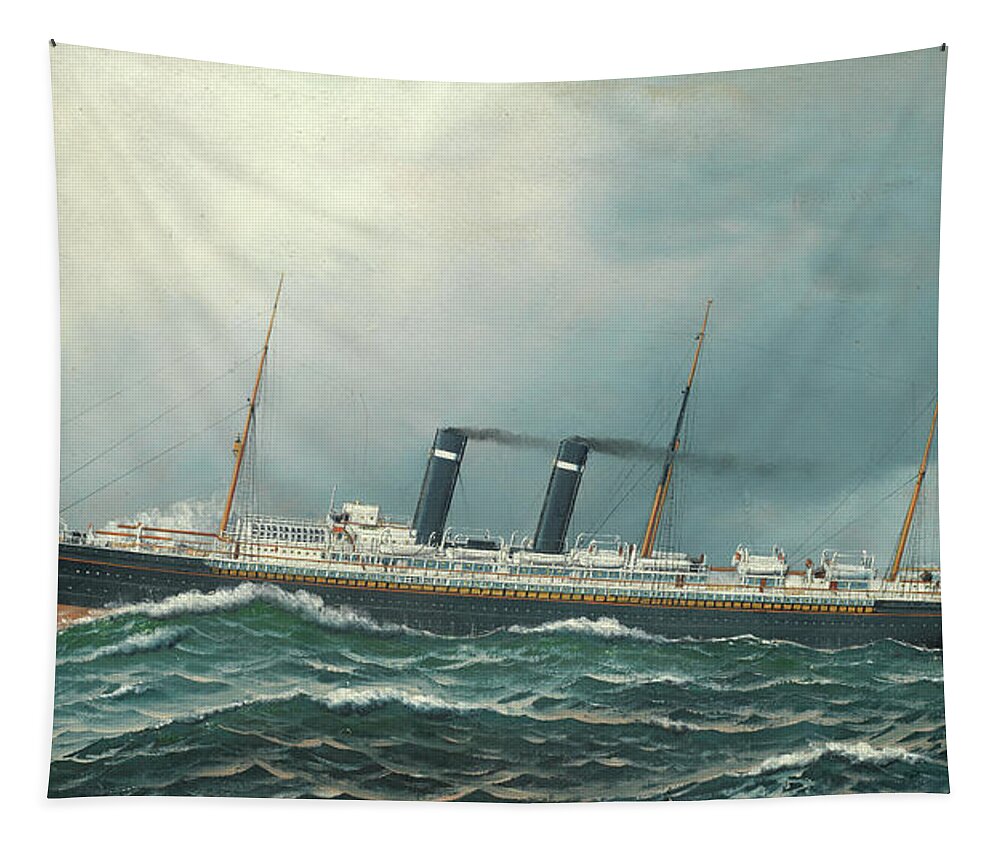 Antonio Nicolo Gasparo Jacobsen Tapestry featuring the painting SS Philadelphia of the American Line by Antonio Nicolo Gasparo Jacobsen