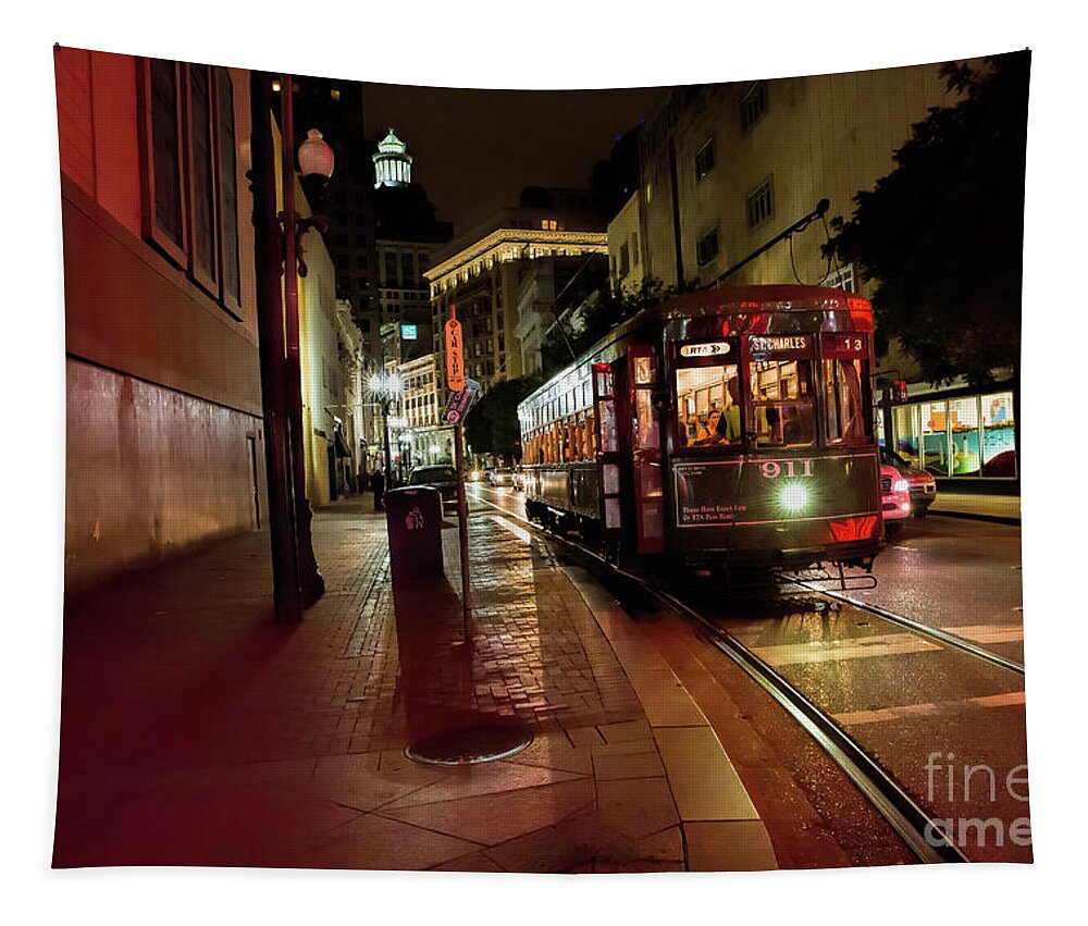 St. Charles Streetcar Tapestry featuring the photograph St. Charles Streetcar, New Orleans by Felix Lai