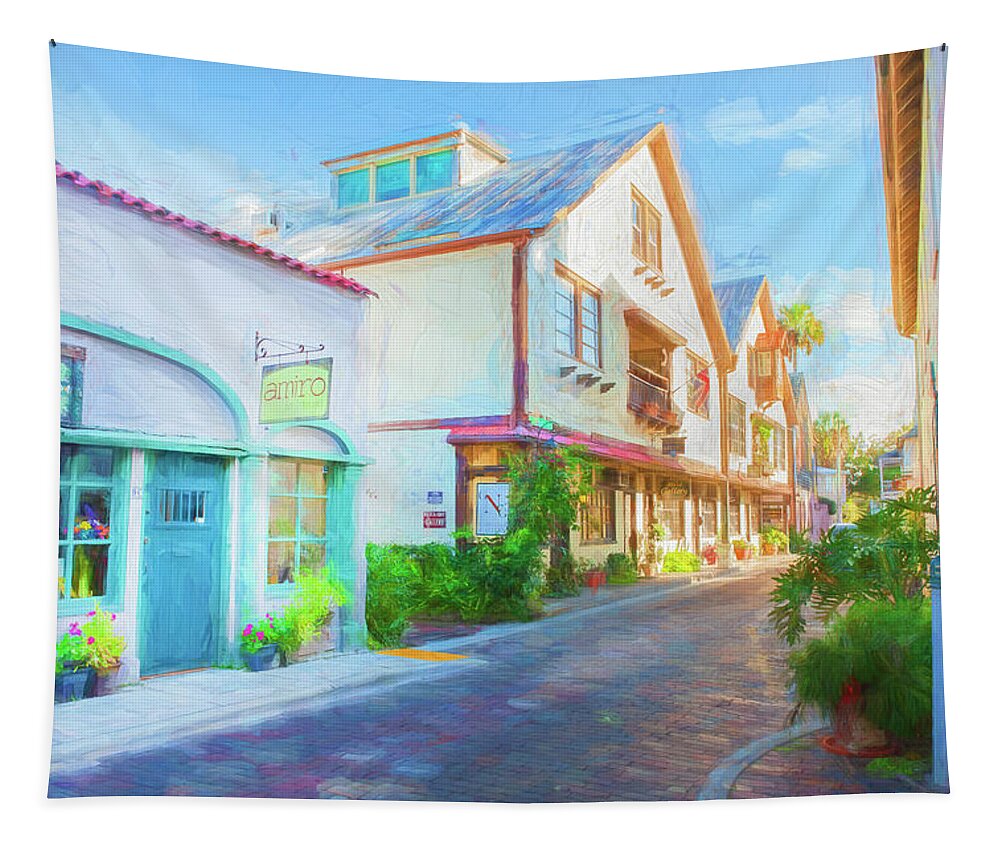 Aviles Street Tapestry featuring the photograph Aviles Street St Augustine Florida 001 by Rich Franco