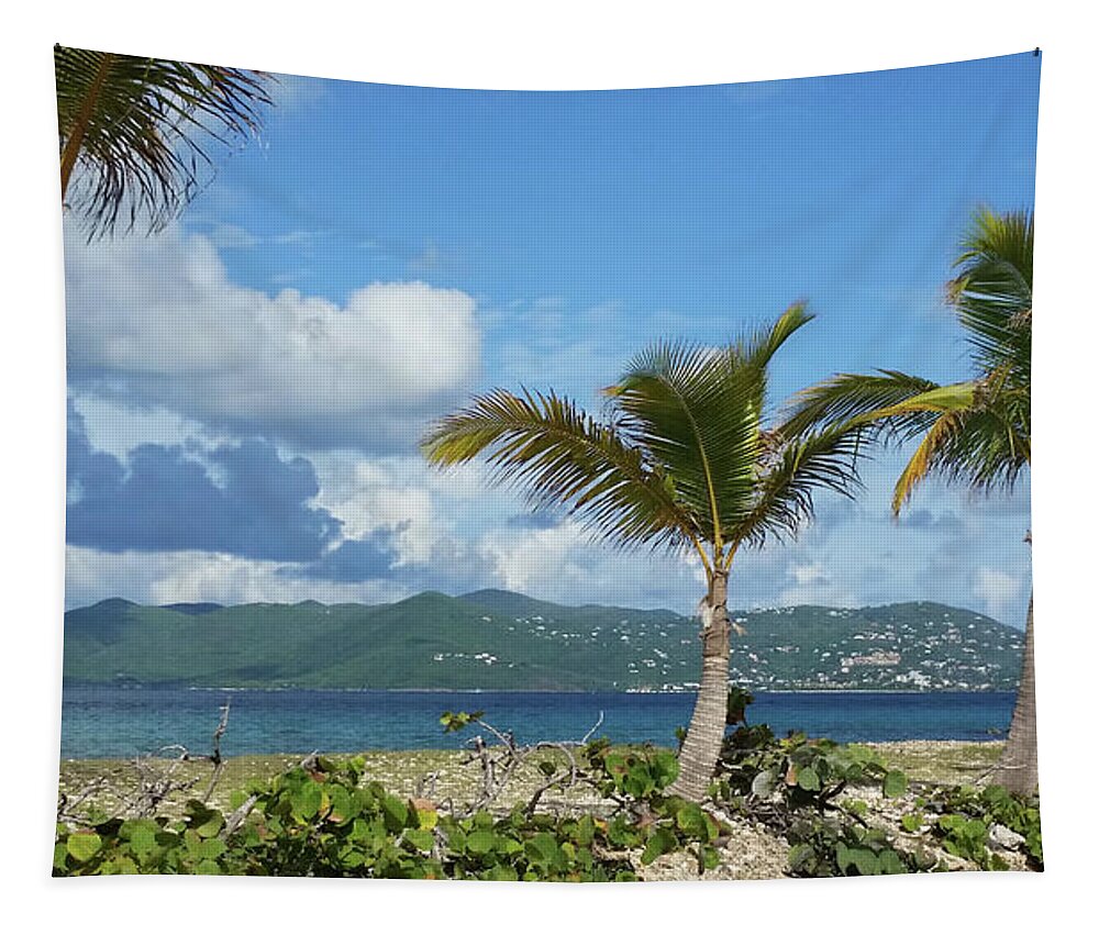 Palm Tapestry featuring the photograph St. John View by Climate Change VI - Sales