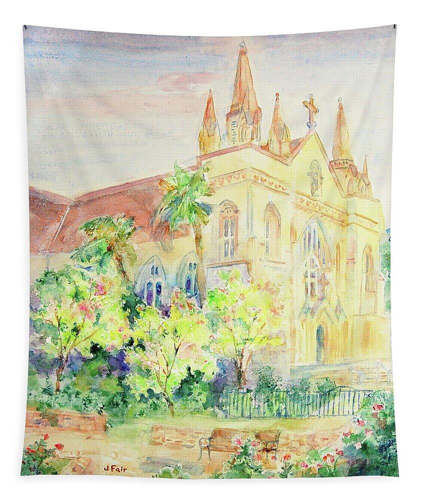Springtime Tapestry featuring the painting St. Joseph's Chapel in Springtime by Jerry Fair