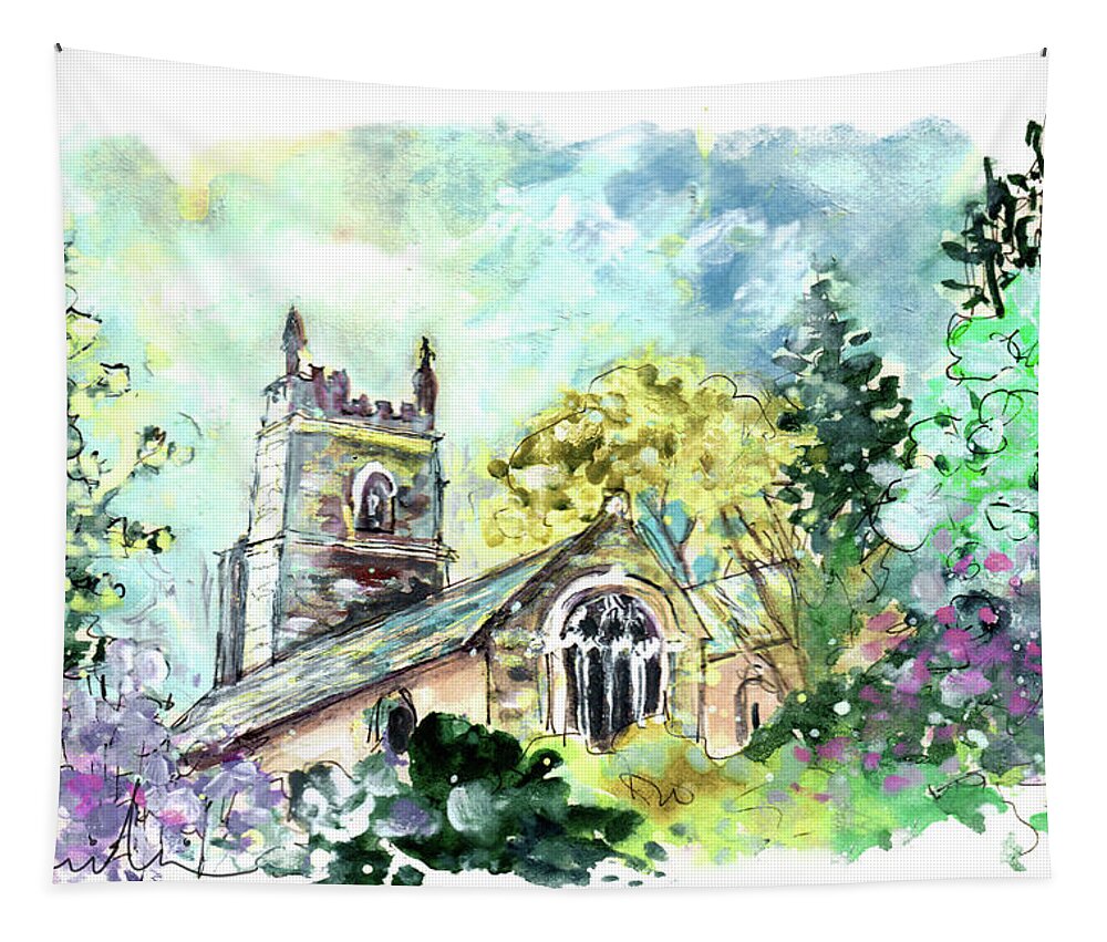 Travel Tapestry featuring the painting St Kew Church by Miki De Goodaboom