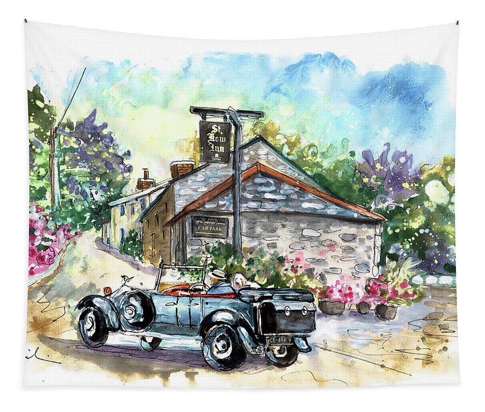 Travel Tapestry featuring the painting St Kew Inn In Cornwall 01 by Miki De Goodaboom