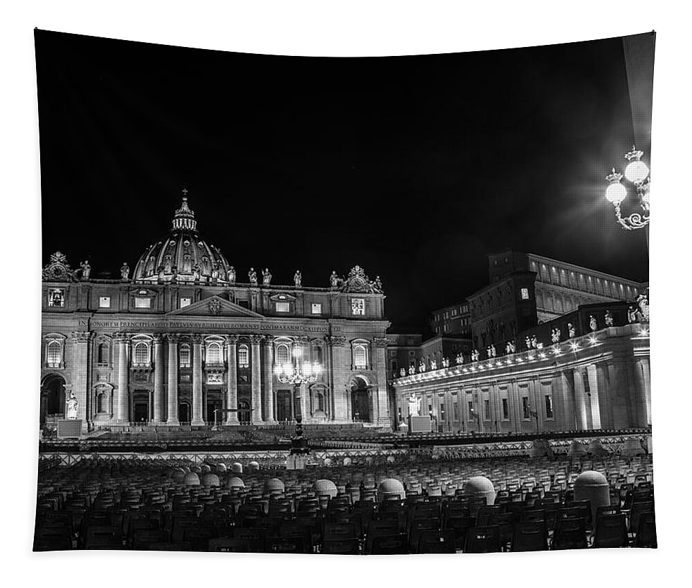 Rome Tapestry featuring the photograph Vatican at Night by John McGraw