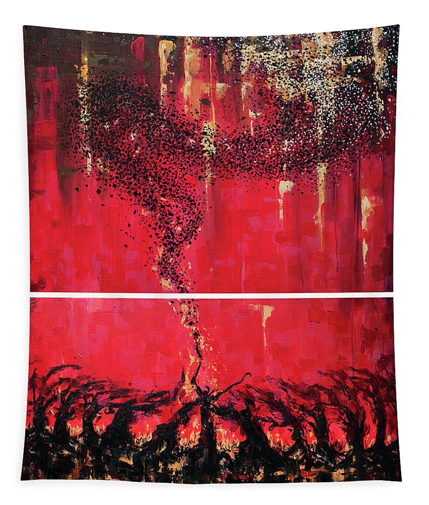 Starlings Tapestry featuring the painting Starling, Darlings by Carlos Flores