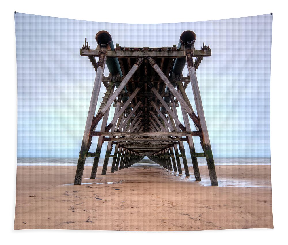 Steetley Pier Tapestry featuring the mixed media Steetley Pier Hartlepool by Smart Aviation