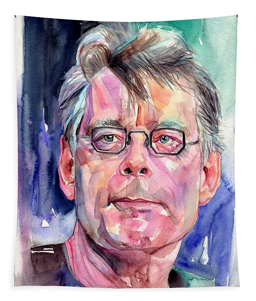 Stephen King Tapestry featuring the painting Stephen King Portrait by Suzann Sines